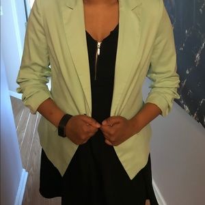 Forever 21 Teal Blazer with Ruched Sleeves